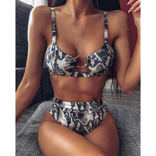 Load image into Gallery viewer, INGAGA Cross Bandage Bikini Set Sexy Hollow Out Swimsuit Female Leopard Push Up Swimwear Women 2020 Bow Biquini Strap Beachwear