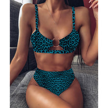 Load image into Gallery viewer, INGAGA Cross Bandage Bikini Set Sexy Hollow Out Swimsuit Female Leopard Push Up Swimwear Women 2020 Bow Biquini Strap Beachwear