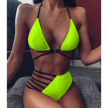 Load image into Gallery viewer, INGAGA Cross Bandage Bikini Set Sexy Hollow Out Swimsuit Female Leopard Push Up Swimwear Women 2020 Bow Biquini Strap Beachwear