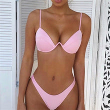 Load image into Gallery viewer, Hot Sale Women Push-up Bandage Bikini Solid Color Swimsuit Low Waist Triangle Swimwear Sexy Bathing Suit Maillot De Bain Femme