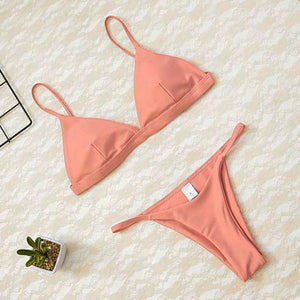 2019 Women Micro Bikini set Push Up Swimwear Solid Beach Bathing Suit Brazilian Thong Swimsuit For Girls Bikini Swim Suit Femme