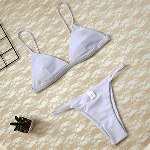 2019 Women Micro Bikini set Push Up Swimwear Solid Beach Bathing Suit Brazilian Thong Swimsuit For Girls Bikini Swim Suit Femme