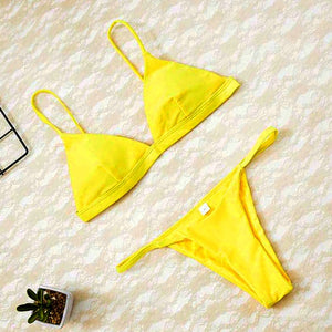 2019 Women Micro Bikini set Push Up Swimwear Solid Beach Bathing Suit Brazilian Thong Swimsuit For Girls Bikini Swim Suit Femme